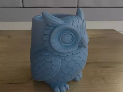 Cute Owl Planter STL File 3D Printable Model 3D print model
