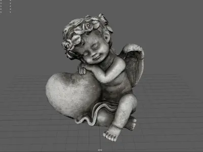 Angel with Heart Low-poly 3D model