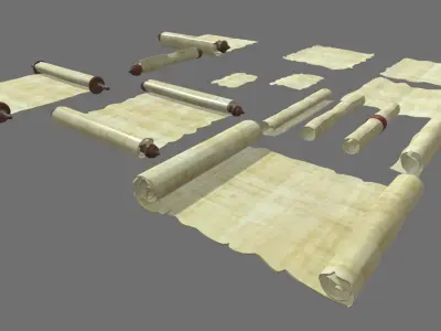 Old Papyrus Parchments Low-poly 3D model