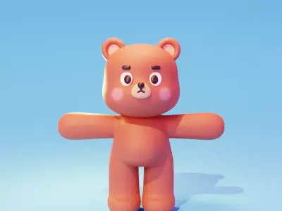 Cartoon character cute Bear 3D model