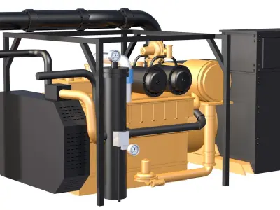 Industrial Generator Black and Yellow 3D model