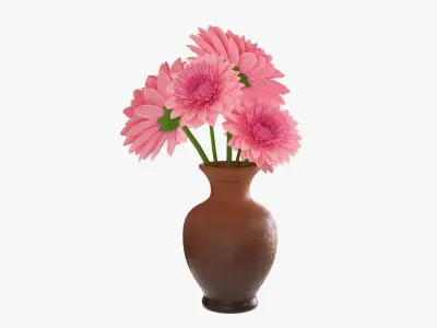 Gerbera in vase v2 3D model