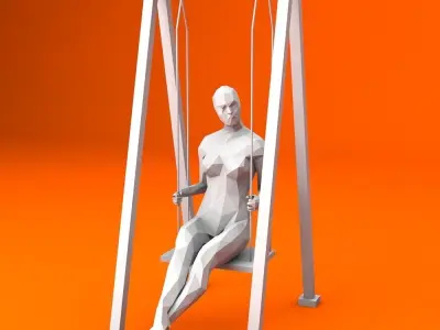 Swinging Woman Minimalist Low-poly 3D model
