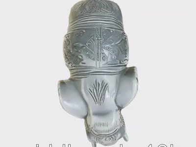 Metallic Elephant Paperweight Model with Intricate Detailing Low-poly 3D model