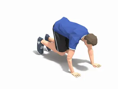 Plank Ins  Exercise Man Animation Low-poly 3D model