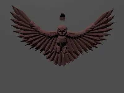 Flying owl with wall mount 3D print model