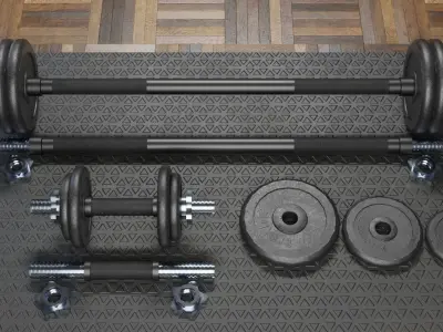 Dumbbells 35cm and 120cm Lowpoly Low-poly 3D model