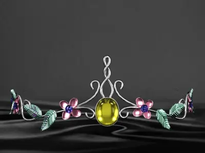 diadem mannequin head with flower crown 3D model