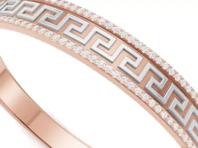 Greek Key Diamond Bangle For unisex 3D print model