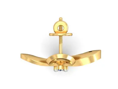 Earring 3dm STL OBJ FBX Render Details gold flower pendant wi... 3D print model