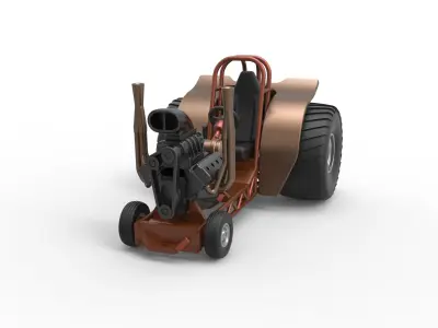 Mini Rod pulling tractor 2 Scale 1 to 25 3D print model