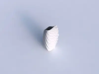 Vase bent rectangle with wavy extruded lines 2 3D print model