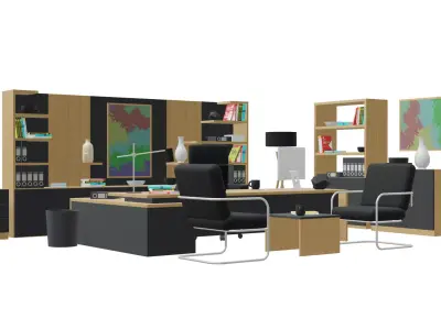 Office Furniture pack Low-poly 3D model