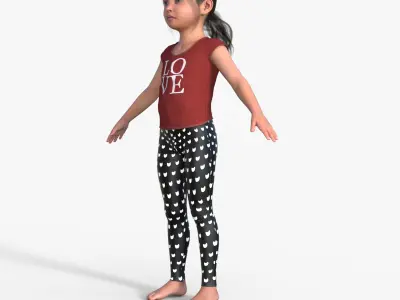 Realistic 3D Girl Child Character Rigged 3D model