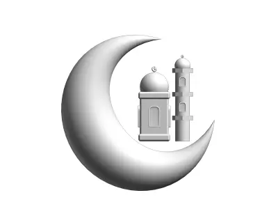 Crescent Moon and mosque doom 3D model
