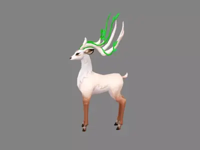 Cartoon Pink Deer Low-poly 3D model