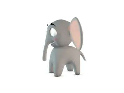 Cartoon Cute Elephant Low-poly 3D model