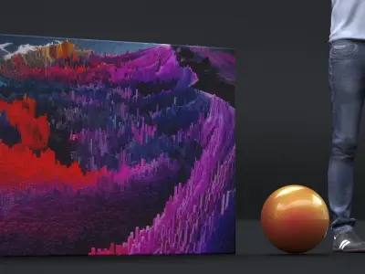 CANVAS PRINT TITLE ABSTRACT LANDSCAPE 48 X 36 INCH 3D model