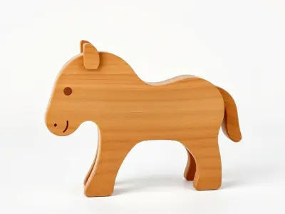 Wooden Horse Toy D Model Pack Low-poly 3D model