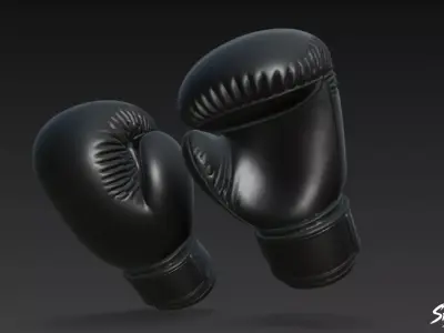 Black Boxing Gloves Low-poly 3D model