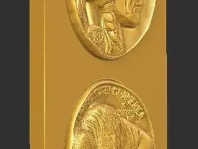 Native American coin Relief for3D Printing 3D print model Free 3D print model