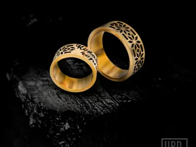  Ukrainian Wedding Band with ornament and text Shevchenko 3D print model