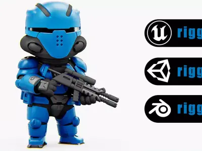 TOON TROOPER UV-500 Rigged for Unreal Engine - Unity - MIXAMO 3D model