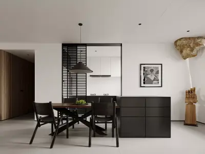 Modern living room dining room interior scenes 340 3D model