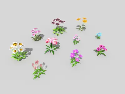 10 low poly flowers pack 2 Low-poly 3D model