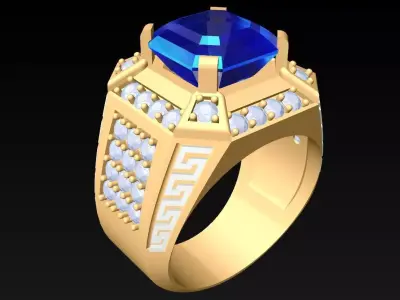 Square-Stone-Ring - Diamond rings - Mens Rings - N5414 3D print model