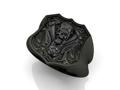 Biker Skull Ring 3D print model