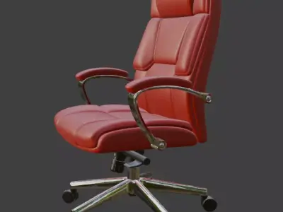 Modern Red Leather Executive Office Chair High Detail 3D Model 3D model