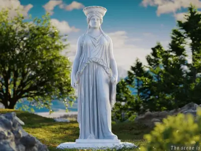 Caryatid statue of goddess person 3D model