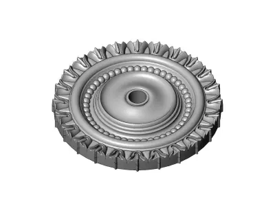 Curved carved pattern ceiling medallion rosette relief sculpture 3D print model