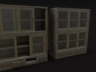 Old Japanese Shelf Low-poly 3D model
