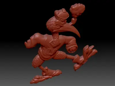 Bas-relief of a stylized bird 3D print model