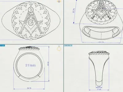 Masonic ring- 85 3D print model