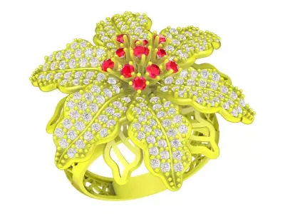 Luxury Multi Petal Flower Ring 3D Model 4395 3D print model