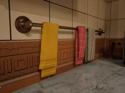 Kitchen Cloth and Wall Holder Set Low-poly 3D model