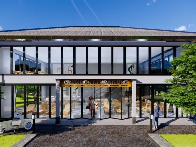 2 Floors Exterior Interior Funiture Showroom 3D model