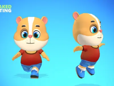  Hamster Guinea Pig Mouse Animated Rigged Low-poly 3D model
