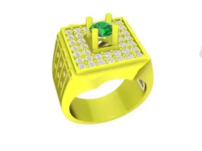 Luxury Square Halo Gemstone Men Ring 3D Jewelry Design 4828 3D print model