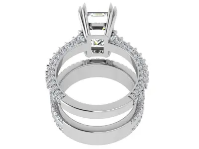 Emerald Diamond Ring With Band 4472 3D print model