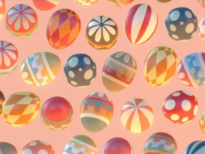  Easter Ornamental Eggs Subdivision Animated 3D model