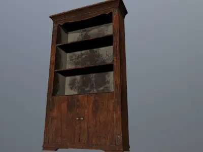 Cupboard 7 wooden bookcase Low-poly 3D model