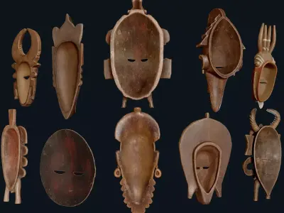 African Decor Masks 3D Model Collection