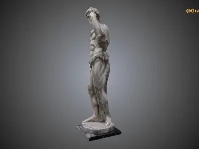 Greek Man 3D Statue Sculpture Greek God Sculpture Low-poly 3D model