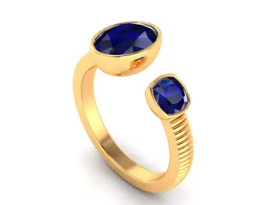 Ring M179 The luxury female ring with gems Oval Cushion Square  3D print model