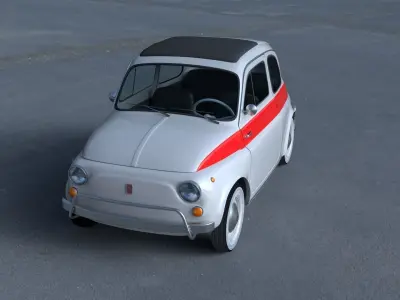 Fiat 500 Nuova Sport 1958 with interior HDRI 3D Model 3D model