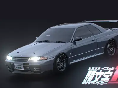 nissan skyline gt-r r32 shinigami from initial D 3D model
